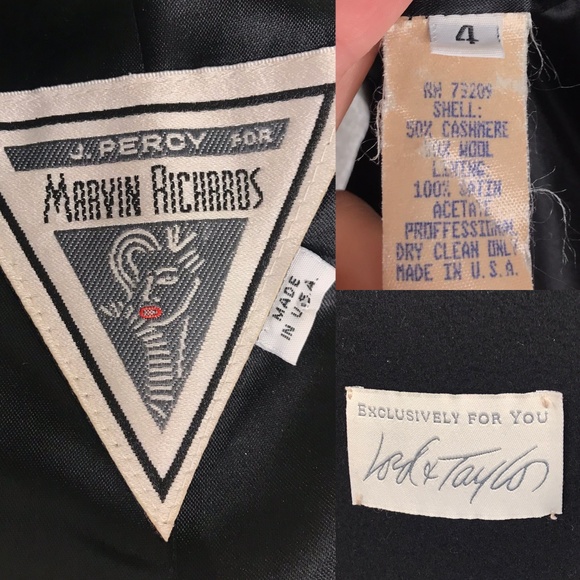 Marvin Richards Long Black Cashmere Wool Coat Sz 4 - Picture 8 of 8